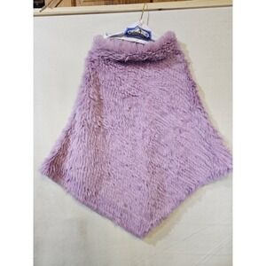 Brandon Thomas Rabbit Fur One Size Lavender Poncho